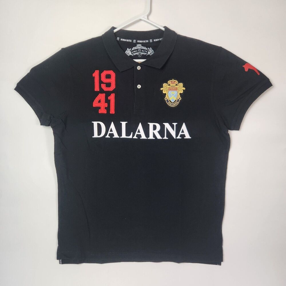 Robin Ruth Dalarna Polo Shirt Mens Sz L Embroidered Jersey Sports Fashion Travel
